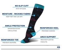 Haute qualité fantaisie 20-30 Mmhg Logo privé livraison directe Sport évacuation de l'humidité course infirmière Polyamide unisexe chaussettes de Compression