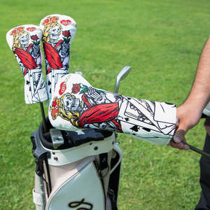 OEM Design Skull Q Embroidery <b>Golf</b> Wood <b>Cover</b> <b>Set</b> Custom <b>Golf</b> Club <b>Head</b> <b>Covers</b> Leather <b>Golf</b> Driver <b>Head</b> <b>Cover</b> - Product Image 4