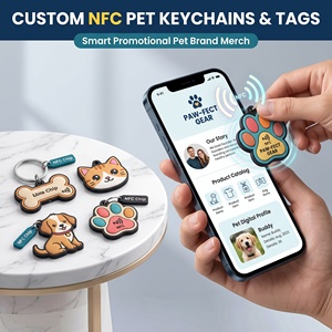 ป้ายชื่อสัตว์เลี้ยง NFC แบบกำหนดโลโก้เองได้ พวงกุญแจขายส่ง ป้าย PVC สำหรับสุนัขและ<span class=keywords><strong>แมว</strong></span>แบบตั้งโปรแกรมได้ - Product Image 1
