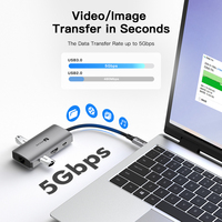 UNIEAN grosir Usb C Hub 3.0 Tipe c 6 Porta Hub ke RJ45 UHD 4k adaptor stasiun Dok Tipe C Usb 6 in 1 Hub untuk Macbook Pro