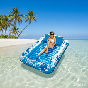 SLOOSH Piscine gonflable d'extérieur pour bronzage 85x57, Matelas pneumatique extra large pour adultes avec oreiller, 4-en-1, Chaise longue moderne, Lit <span class=keywords><strong>de</strong></span> <span class=keywords><strong>bain</strong></span> anti-UV - Product Image 4