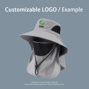 Chapeaux Bob d'été en gros, couleur unie, style pêcheur, à large bord, avec voile anti-UV, pour le sport, les loisirs et les voyages - Product Image 3