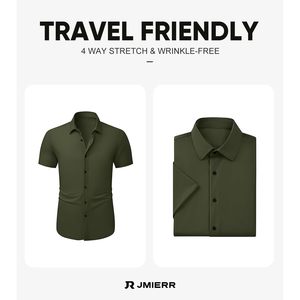 FOXA Men's Muscle Fit Short Sleeve Dress Shirt High Stretch Wrinkle Free Summer Casual Button <b>Down</b> Shirt - Product Image 5