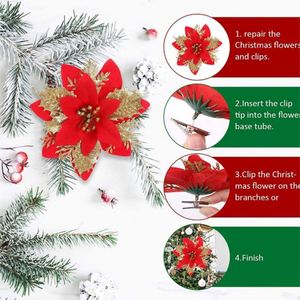 Promotion 2024 : Décoration de Noël, fleurs de Poinsettia, ornements pour la maison, petites fleurs artificielles pour les fêtes - Product Image 4
