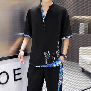 Ensemble décontracté d'été pour homme style Tang chinois tendance bouddhiste en polyester court <span class=keywords><strong>TZ200</strong></span> pour le dropshipping 2025 - Product Image 5