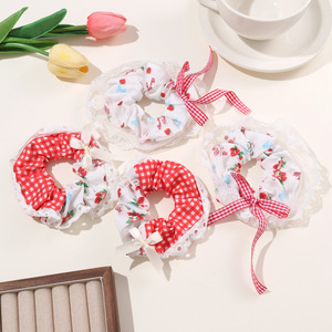 Doux nœud dentelle chouchou Style pastoral haut de gamme grand <span class=keywords><strong>chignon</strong></span> cheveux cravate pour enfants pour fraise fille - Product Image 3