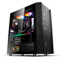 SUITMASTER P1000BK ATX Mid Tower Tempered Glass Steel with Fan RGB 4x140mm USB30 Mini ITX Vertical PCI Office Gaming Desktop