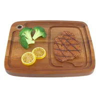 Placa de madeira de acácia premium para servir bife, carne