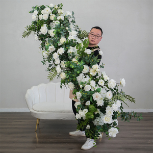 Arreglo Floral Artificial Blanco con Follaje Verde para Pasillo de Boda, Directo de Fábrica - Product Image 3