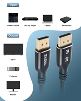 DP 1.4 Câble Plaqué Or Tressé Combinaison Stéréo Blindage 8K 60Hz 32.4Gbps Ordinateur Portable Moniteur Ordinateur Audio AL Shell