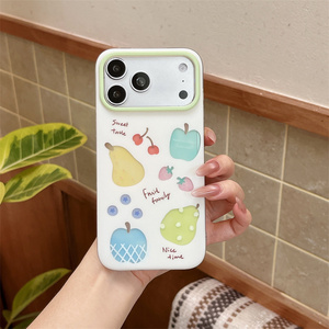 Coque de protection antichoc INS créative transparente avec motif de fruits et de mots pour <span class=keywords><strong>iPhone</strong></span> 18 Pro Max 17 Pro 16 15, finition mate beige - Product Image 2