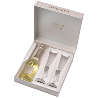 Boîte cadeau rigide personnalisée haut de gamme pour vin, emballage pratique en carton avec insert en EVA pour bouteille de vin et ensemble de verres à vin