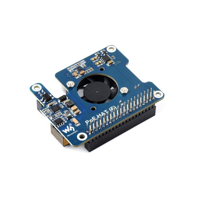 Power Over Ethernet HAT (F) for Raspberry Pi 5 / CM 5 High Power With Metal Heatsink, Supports 802.3af/at Network Standard