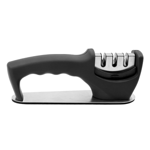 Affilacoltelli da cucina in acciaio a 3 stadi con Logo personalizzato per affilare il tuo coltello - Product Image 1
