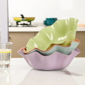 Modern Ruffled <b>Edge</b> Fruit Plate <b>Plastic</b> Serving Bowl For Kitchen Party Snack Display - Product Image 3
