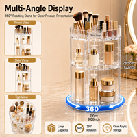 Organisateur de maquillage en acrylique transparent rotatif à 360° de grande capacité avec étagères réglables pour cosmétiques, soins de la peau, parfums, présentoir de vente au détail