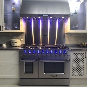 48 Inch Dual Fuel Elektrische Oven 8 Brander Gas Range Kachels Met Bakplaat