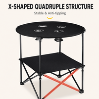 Table de loisirs pliante portable en acier au carbone, tissu Oxford 600D et 4 porte-gobelets, design décontracté pour les rassemblements à la plage
