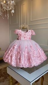 Vestido de niña de flores verde blanco <span class=keywords><strong>para</strong></span> boda apliques tul manga corta perla princesa niños cumpleaños <span class=keywords><strong>Primera</strong></span> <span class=keywords><strong>Comunión</strong></span> vestido de baile - Product Image 4