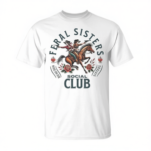 Camiseta Feral Sisters Social Club, camiseta promocional blanca de manga corta unisex con cuello redondo - Product Image 2