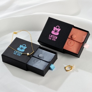 ถุงใส่เครื่องประดับกำมะหยี่ไมโครไฟเบอร์สีพื้นแบบมีฝาปิดและกระดุม - Product Image 3