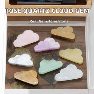 Will et Sandy 30*50mm Nuage en cristal sculpté, jolie pierre précieuse en cristal de quartz rose, sculptée à la main, pierre naturelle, décoration de mariage et de maison - Product Image 2