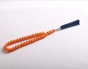 Colore arancione non <span class=keywords><strong>ambra</strong></span> Tasbih <span class=keywords><strong>con</strong></span> nappa pendente 33 perline collana musulmana Turkish resina rosario - Product Image 2