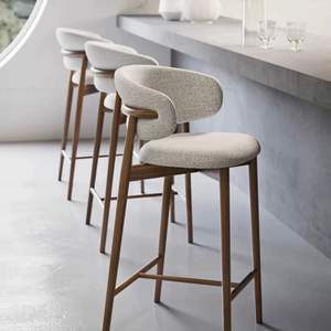 Taburete Alto de Diseño Moderno, Minimalista, Nórdico y de Lujo, Silla de Bar de Cuero para el Hogar, Imitación de Madera Maciza de Lujo Ligero - Product Image 4