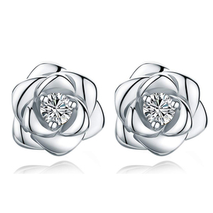 Daochong Custom 925 Sterling Silver <strong>Rose</strong> Flower Ear <strong>Studs</strong> Flower <strong>Earrings</strong> for Women - Product Image 2