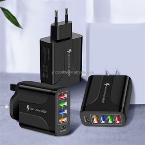 <b>Type</b>-<b>C</b> 5-in-1 Fast Charging Station Multi-Port USB+PD Travel Charging Head for USB Wall <b>Charger</b> for Mobile Phones UK/EU/US <b>Plug</b> - Product Image 2