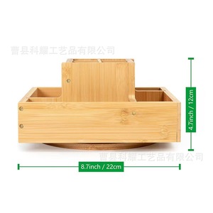 Organizador de Escritorio de Madera Maciza, Rectangular, con Rotación de 360 Grados, Caja de Almacenamiento para Material de Oficina - Product Image 5