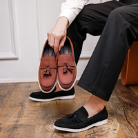 Chaussures décontractées pour hommes en cuir/vrai cuir, respirantes, semelle extérieure en caoutchouc antidérapante, style rétro, amortissantes, toutes saisons