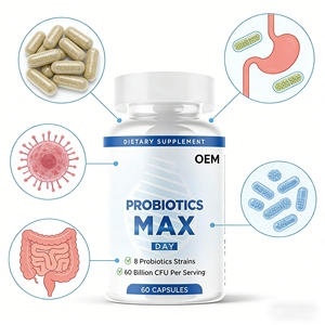 Probiotiques <span class=keywords><strong>Max</strong></span> 8 Souches 60 Milliards UFC Capsules Soutien Immunitaire Intestinal Fabricant OEM Personnalisé 60 Comprimés Marque Privée - Product Image 1