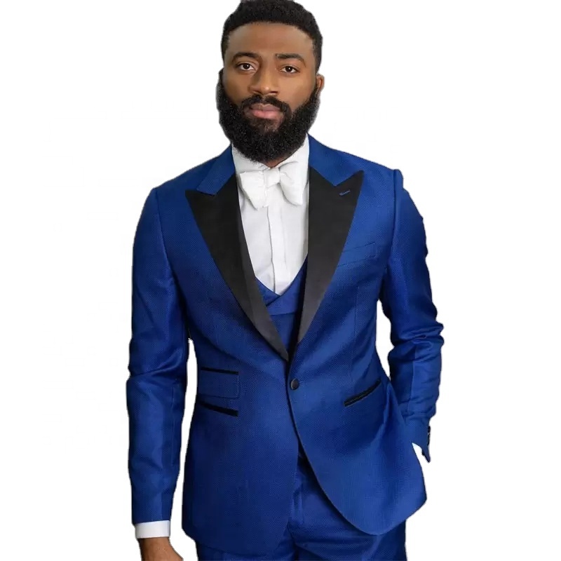 black and blue formal dress men Men's Black And Royal Blue Tuxedo Prom 2026 Wedding Suit Dress 34 Short