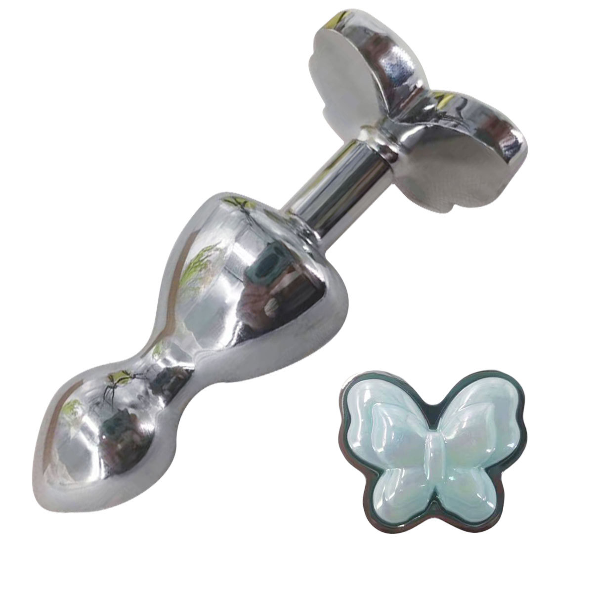 Butterfly Model Double Beads Removable Metal Anal Plug Butterfly Model Double Beads Removable Metal Anal Plug
