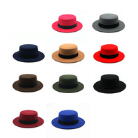 Sombrero Fedora Clásico OEM de Diseño Sólido para Hombre y Mujer, de Fieltro de Lana Formal con Ala Ancha y Copa Plana