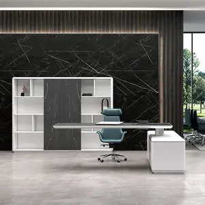 Muebles de oficina modernos, mesa en forma de L, escritorio de oficina ejecutivo, muebles de oficina de lujo, diseños, gerente, Jefe, CEO, escritorio