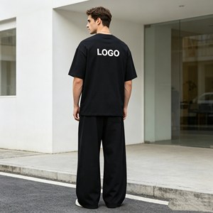 Pantalon de survêtement ample et droit en coton 350 g/m² avec cordon de serrage pour homme - Product Image 6