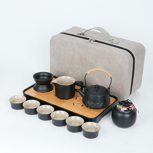 Portatile Vintage <span class=keywords><strong>giapponese</strong></span> Set vassoio da tè piccolo riutilizzabile in ceramica e metallo per viaggi all'aperto Design carino per uso domestico - Product Image 4