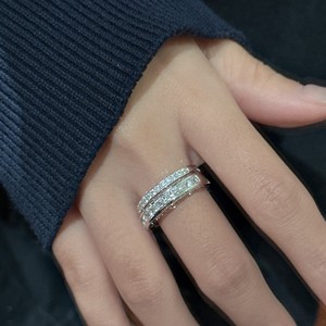 S925 Pure Silver Simple Fashionable Double-Layer Inlaid Ring Sparkling Diamond Light Luxury French Eternity Style Personalized - Product Image 3