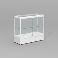 Vitrine en verre verrouillable avec cadre blanc et étagère réglable pour magasin de détail, présentoir à bijoux et à tabac