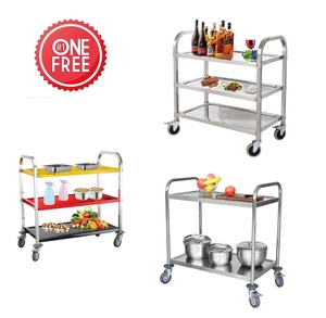 <span class=keywords><strong>2</strong></span> Tiers Square Tube Aço Inoxidável Food Service Carrinhos Trolley Hotel e Restaurante Carrinho de jantar com design elegante - Product Image 6