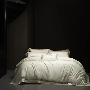 Luxury Long Staple Cotton Jacquard Four Piece <b>Bedding</b> <b>Set</b> Solid Color Breathable Soft For All Seasons - Product Image 1
