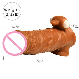 Manchon vibrant pour hommes préservatifs d'agrandissement du pénis manchon de pénis réutilisable Extender gode rehausseur manches adultes produit sexuel - Product Image 1