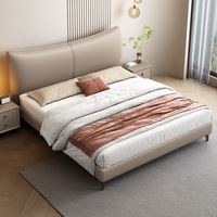 Lit confortable de style moderne avec cadre en bois de pin, revêtement en cuir, taille king size, avec sommier et garantie de 3 à 5 ans