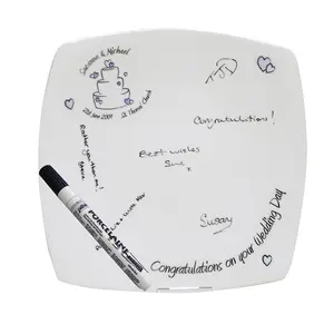 Квадратная Белая записываемая керамическая тарелка для свадебных сообщений