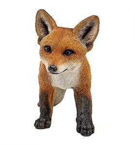 Escultura de <span class=keywords><strong>Animal</strong></span> de poliresina de césped para patio exterior, adorno de decoración, carmín de bebé, estatua de zorro rojo, acabado a todo Color - Product Image 6