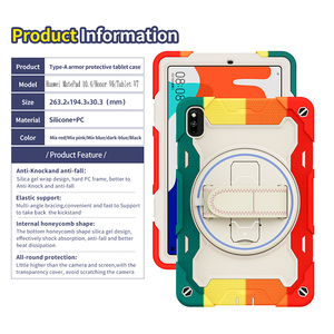 Étui de protection antichoc en silicone pour tablette <span class=keywords><strong>Huawei</strong></span> <span class=keywords><strong>Mate</strong></span> <span class=keywords><strong>Pad</strong></span> <span class=keywords><strong>10</strong></span>,4 pouces/Honor V6 V7 avec dragonne intégrée et béquille rotative à 360° - Product Image 2