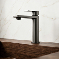 Robinet mélangeur de salle de bain sur colonne OEM CUPC, corps haut, gris anthracite moderne, en acier inoxydable 304, monocommande, monotrou