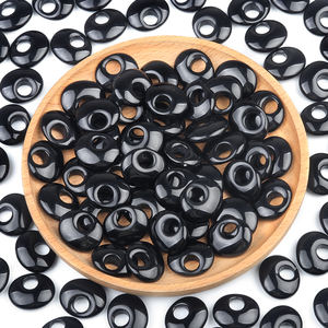 Manik-manik Batu Akik <span class=keywords><strong>Onyx</strong></span> Hitam Bulat 16x20mm Lubang Samping Besar 6mm Liontin Gantungan Aksesoris DIY Gelang Kalung Zitian KS-1763 - Product Image 1